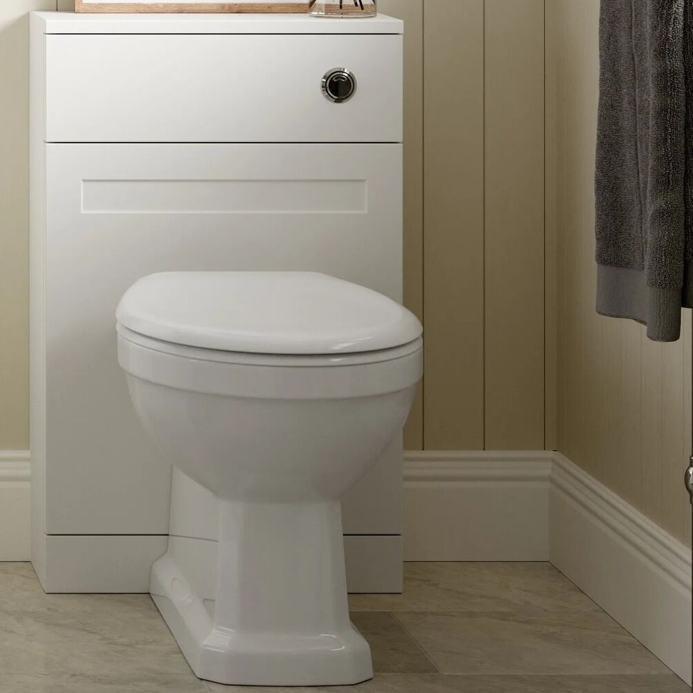 Apex Frame Matt White Floorstanding 500mm WC Unit Lifestyle Close Up